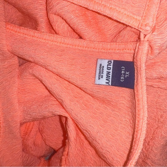 Old navy girls neon Orange Ruffle stretchy Sleeve Romper Sz XL 14-16 NWT - Picture 3 of 3